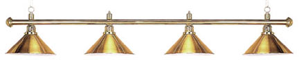 Solid Brass Pool Table Lamp, 71", 4 Brass Shades