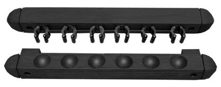 Roman Style 2 pc Wall Rack, Black, 6 Pool Cue Roman Style 2 pc Wall Rack, Black, 6 Pool Cue