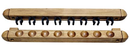Roman Style 2 pc Wall Rack, Oak, 8 Pool Cue Roman Style 2 pc Wall Rack, Oak, 8 Pool Cue