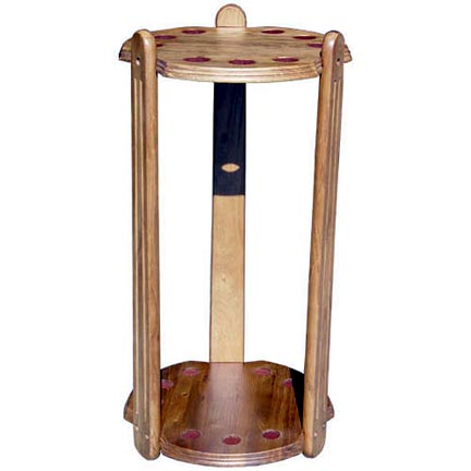 Sterling Deluxe 9 Cue Round Solid Oak Floor Stand