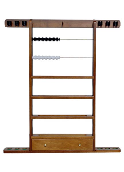 Sterling Economy Wall Rack, 6 Cues/ Ball Rack with Drawer/Scorin Sterling Economy Wall Rack, 6 Cues/ Ball Rack with Drawer/Scorin